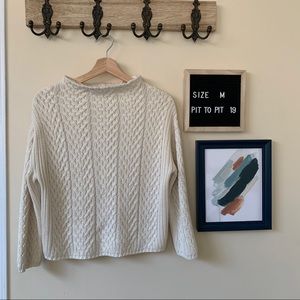 Zara Cream Mockneck Cable Knit Sweater